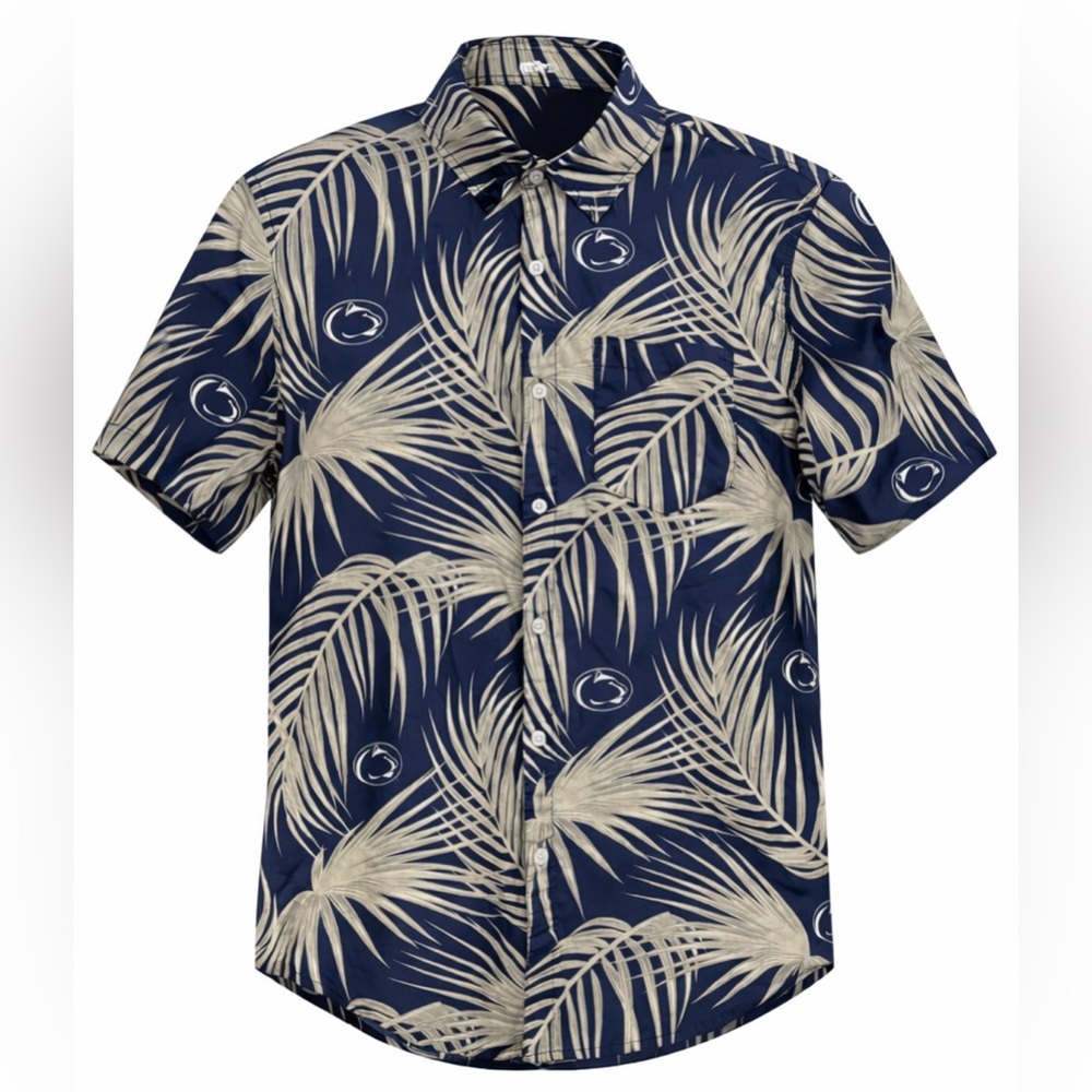 PSU Penn State Nittany Lions NCAA Tropical Men's Button Down Shirt Sz Md
